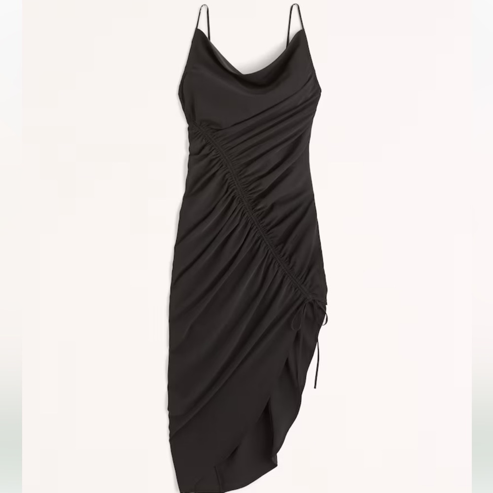 Abercrombie and FitchAsymmetrical Cinched Midi Black Dress